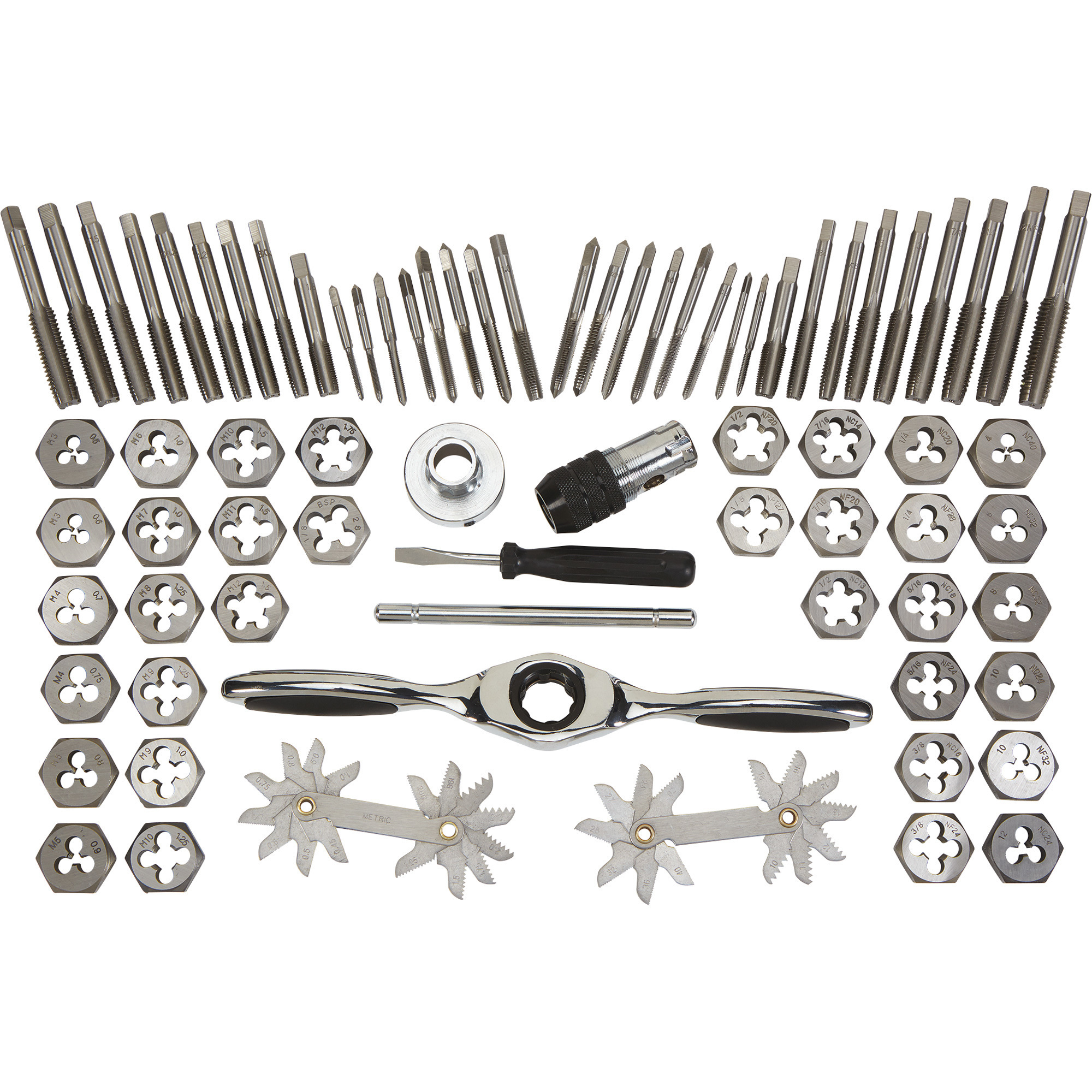 Klutch 75-Pc. Combination Tap & Die Set, SAE/Metric, Alloy Steel, Metal Case